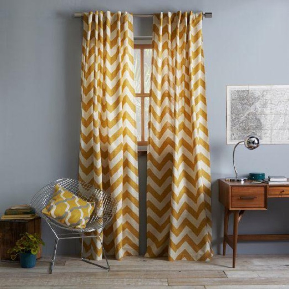 West Elm Gold and White Chevron Curtains